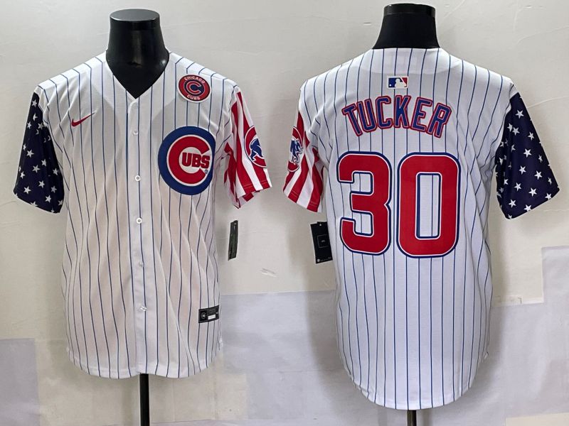 Men 2025 Chicago Cubs #30 Tucker White Stripe a generation of national flags Joint Name Nike MLB Jersey style 5->chicago cubs->MLB Jersey